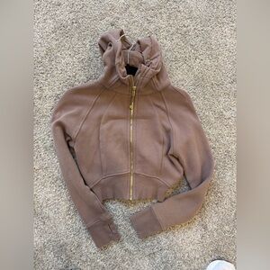 Lululemon Scuba Cropped Full-Zip Hoodie – Brown (Gold Zipper) – Size 2